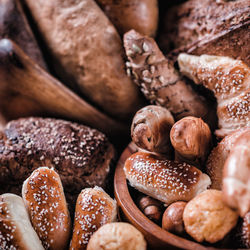 Close-up of breads on table