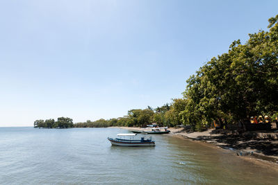 Scenic view of sea against clear sky