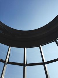Low angle view of built structure against clear blue sky