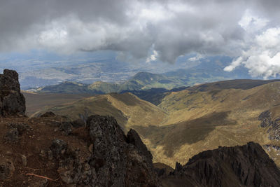 Scenic view of rocky mountains against sky