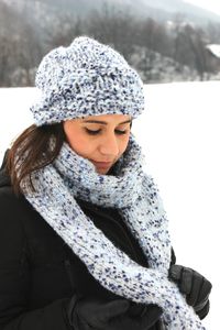 Woman wearing warm clothing during winter