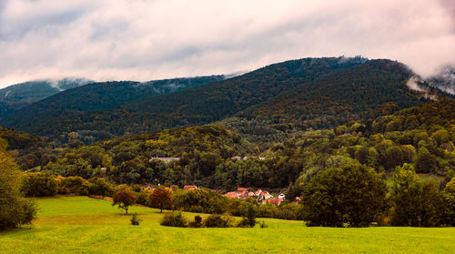 Scenic view of mountains against sky