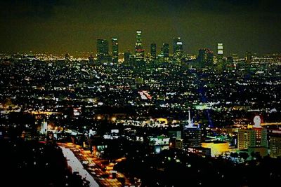 View of cityscape at night