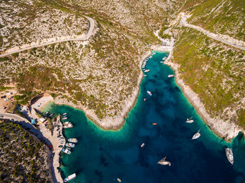 High angle view of people on beach