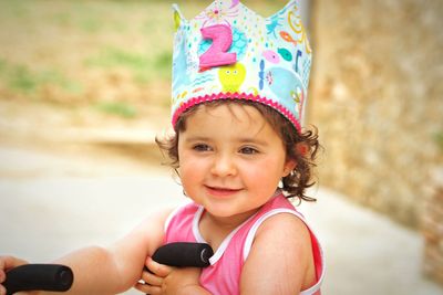 Portrait of cute girl smiling