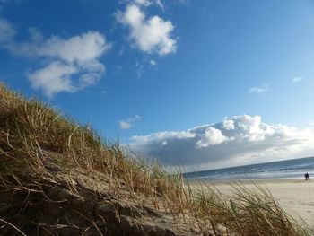 Scenic view of sea against cloudy sky