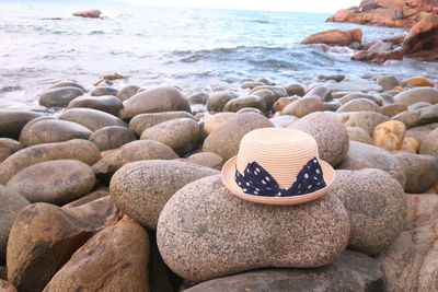 Close-up of pebbles on beach
