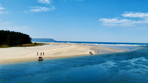 Scenic view of sea against blue sky