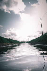 Scenic view of canal against sky