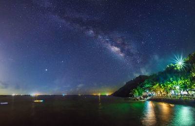 Scenic view of illuminated star field against sky at night