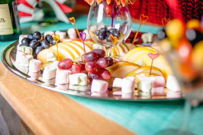 Food in plate on table