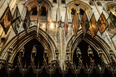 Low angle view of flags on st patrick cathedral