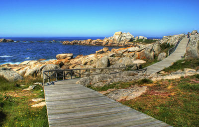 Scenic view of sea against clear sky