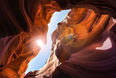 Low angle view of rock formations