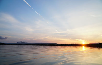 Scenic view of sea against sky during sunset