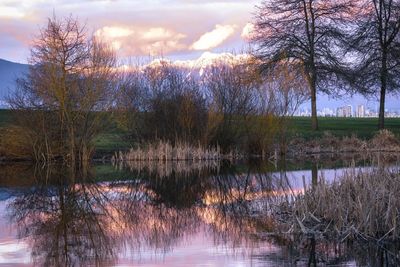 Scenic view of lake against sky
