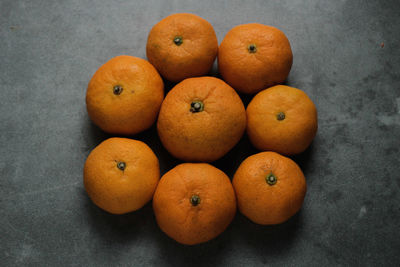 High angle view of oranges