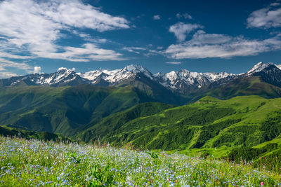 Scenic view of mountains against sky