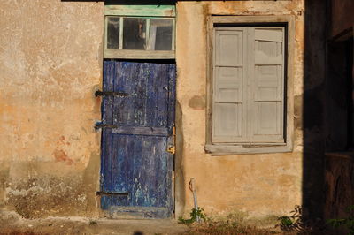 Closed door of house