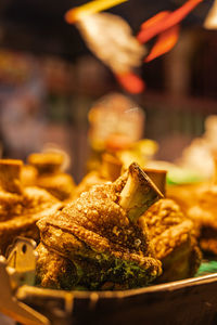 Close-up of food on barbecue grill