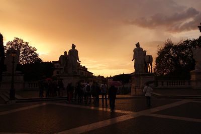 Silhouette of buildings at sunset