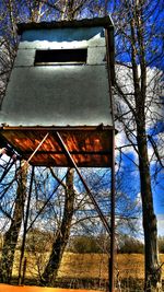 Low angle view of built structure against blue sky