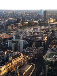 High angle view of buildings in city