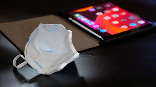 Close-up of laptop on table