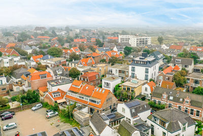 High angle view of townscape against sky