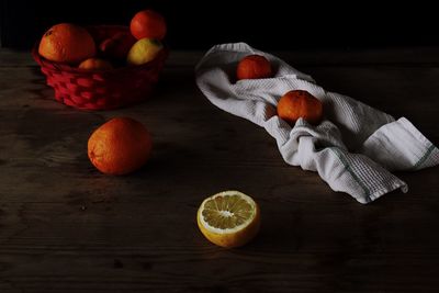 Close-up of food on wooden table