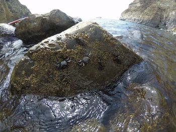 Waves splashing on rocks