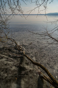 Scenic view of sea against sky during winter
