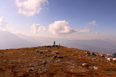 Scenic view of land against sky