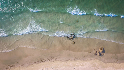 High angle view of people on beach