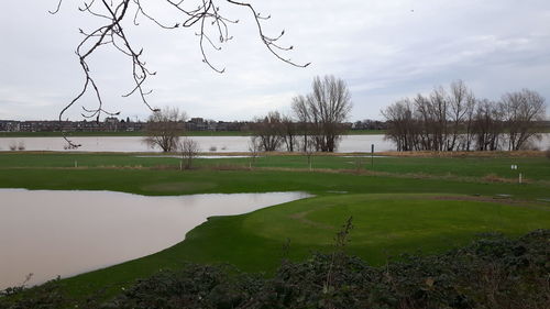 Scenic view of lake against sky