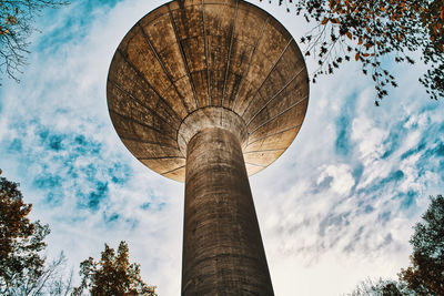 Low angle view of water tower against sky