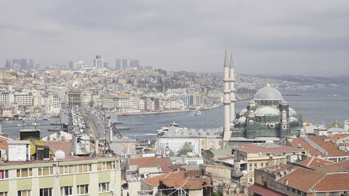 High angle view of buildings in city