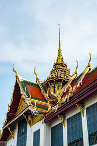 Low angle view of temple building against sky