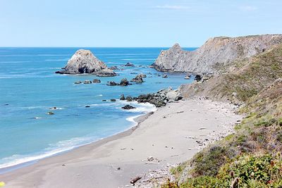 Scenic view of beach against sky