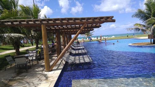 View of gazebo in water