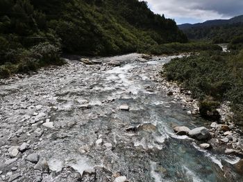 Scenic view of stream flowing through rocks