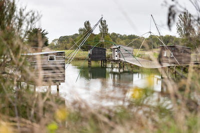 Carrelet de pêche, the emblematic fisherman's hut of the coastal landscapes of vendee, 