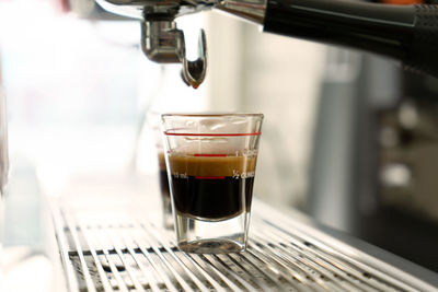 Close-up of coffee served in cafe