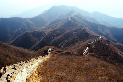 High angle view of mountain range