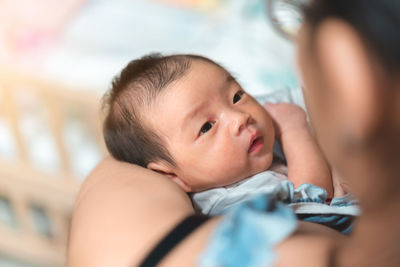 Portrait of mother and baby