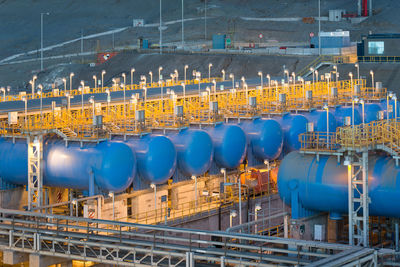 The reverse osmosis equipment in a desalination plant.