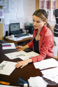 Woman working on a table