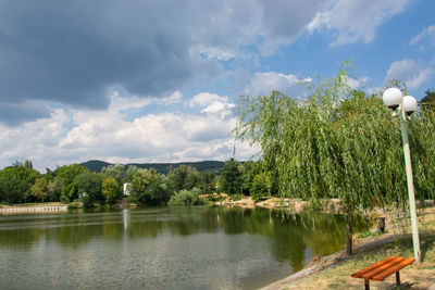 Scenic view of lake against sky