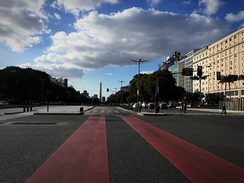 View of city street against sky