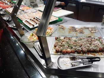 High angle view of food in kitchen